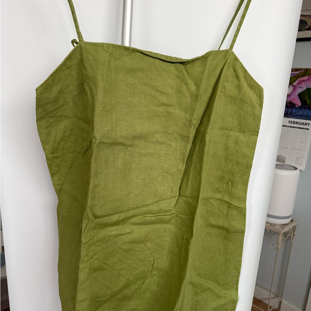 Reformation Olive Green Linen Dress
